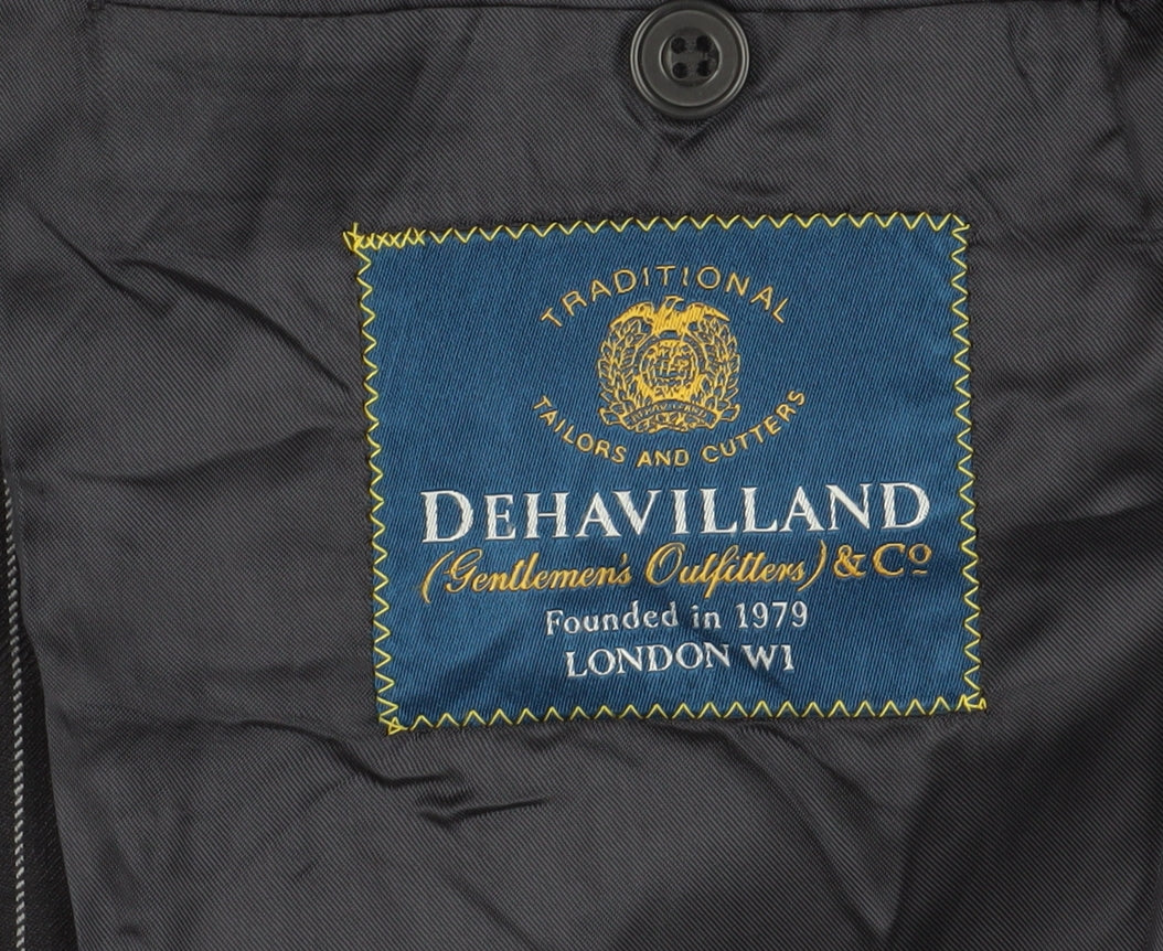 Dehavilland Men's Black Pinstripe Blazer Size 42L