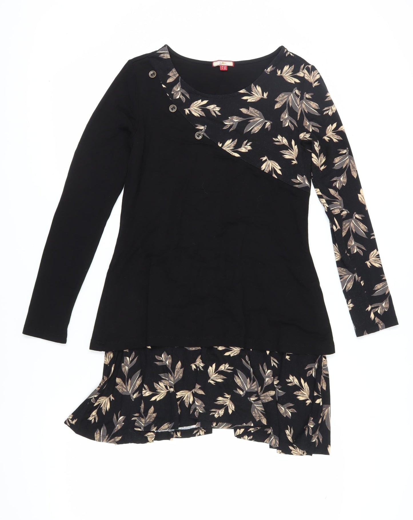 Joe Browns Women's Black Floral Asymmetric Knee Length Dress