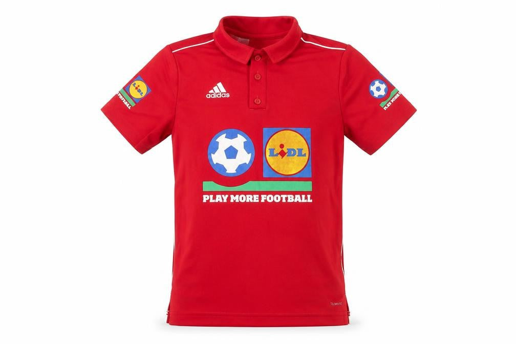 Adidas Boys Red Polo T-Shirt, Size S, Sporty Graphic Print