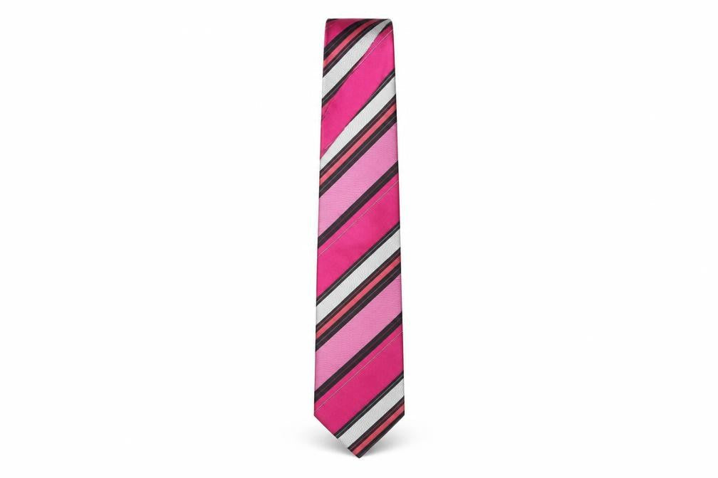 Daniel Hechter Men's Pink Striped Silk Tie, One Size