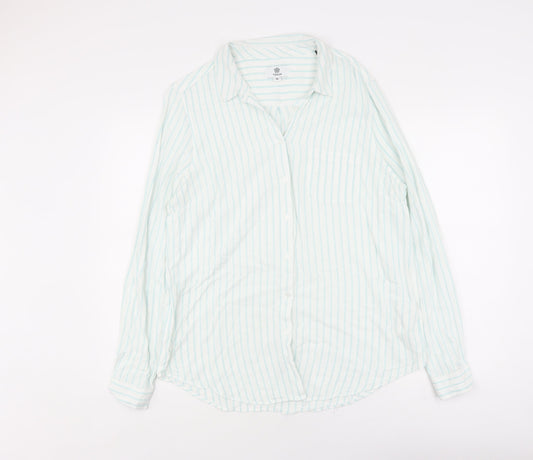 TOG24 Women's White Striped Button-Up Shirt Size 16