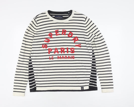 Superdry Women's Black Striped Pullover Jumper S