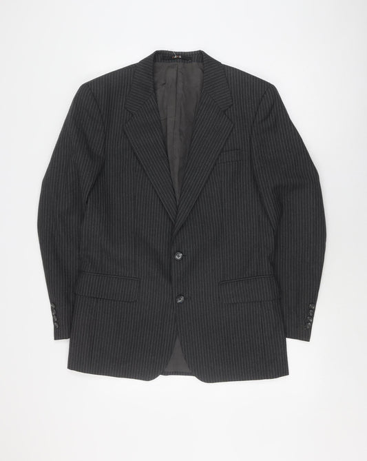 DAKS Men's Black Striped Wool Blazer Size 38R