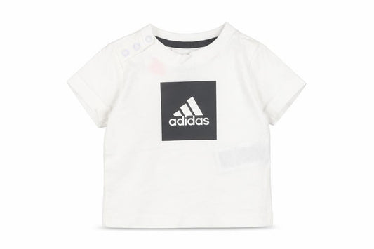 adidas Unisex Baby White T-Shirt 0-3M Basic Logo