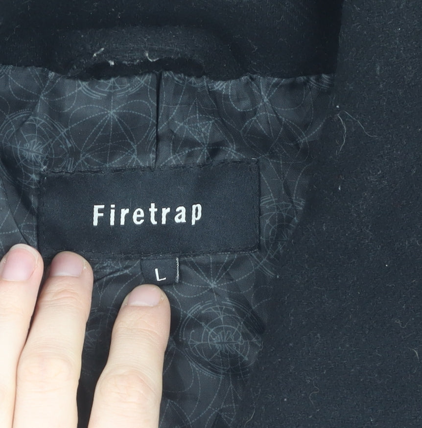 Firetrap Men's Black Pea Coat Lined Size L