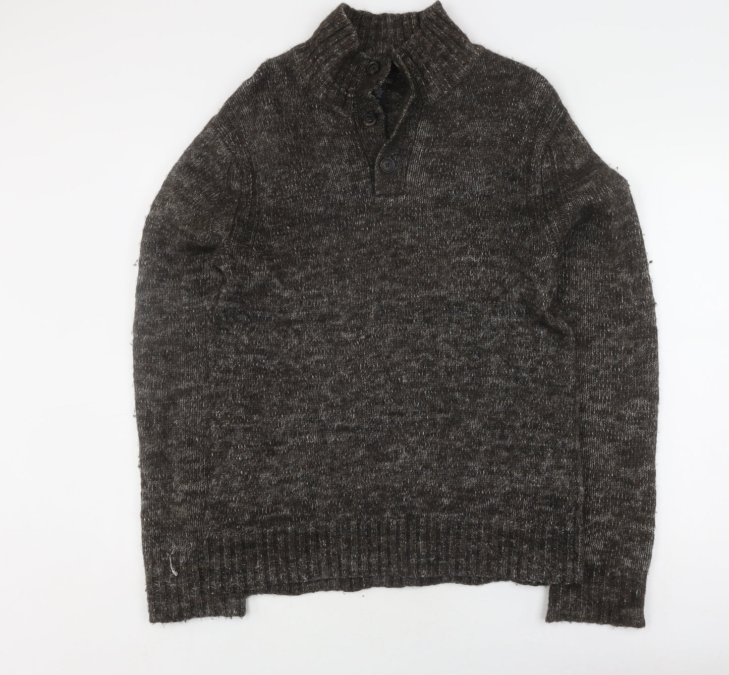 Gap Men's Grey Wool Henley Jumper, Medium Size