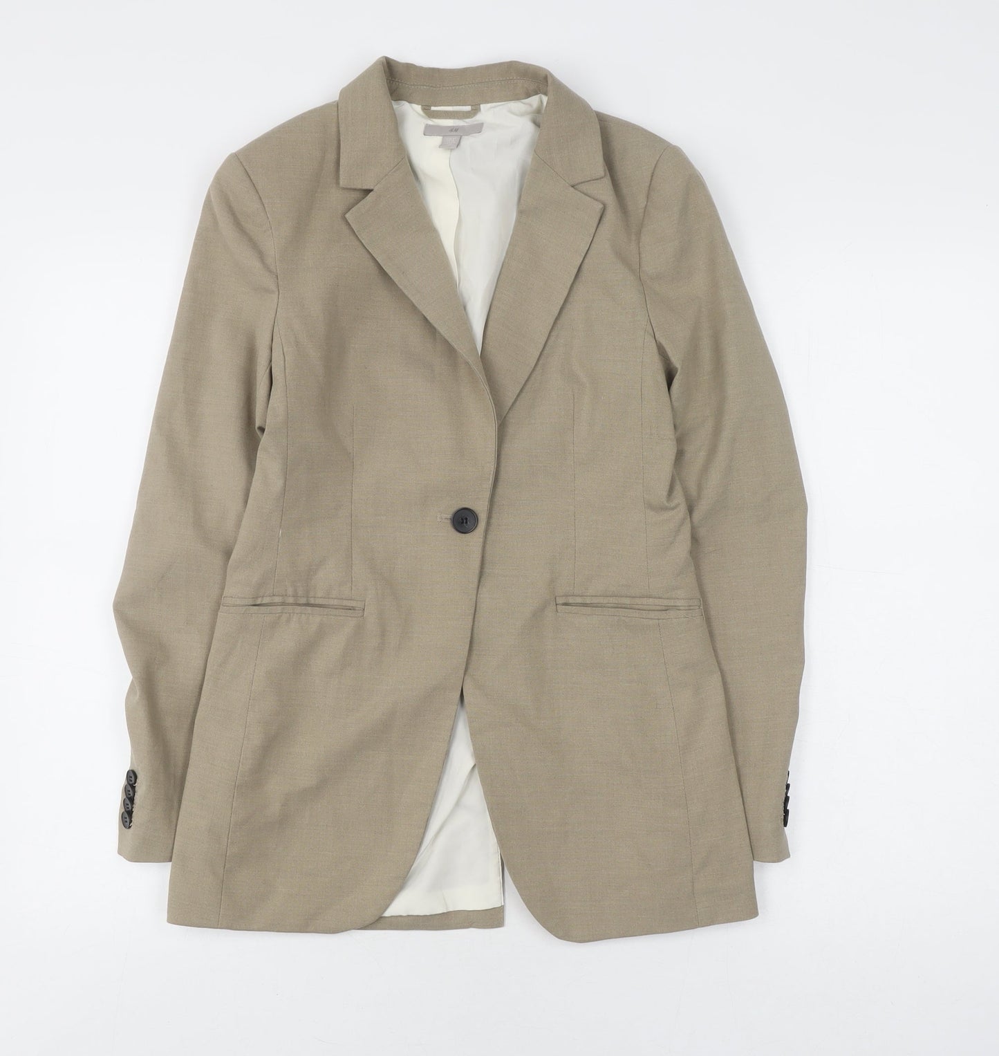 H&M Women's Beige Trouser Suit Jacket Size 6
