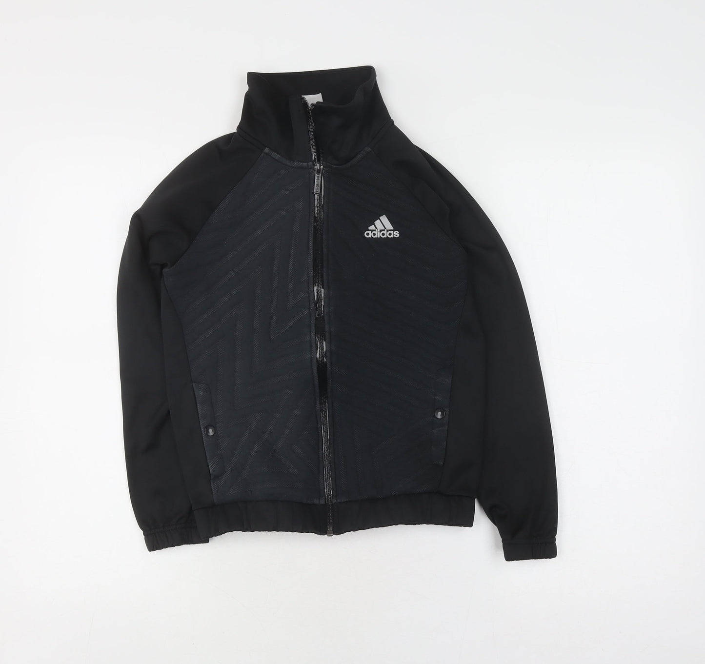 adidas Boys Black Track Jacket, Size 13, Athletic Fit