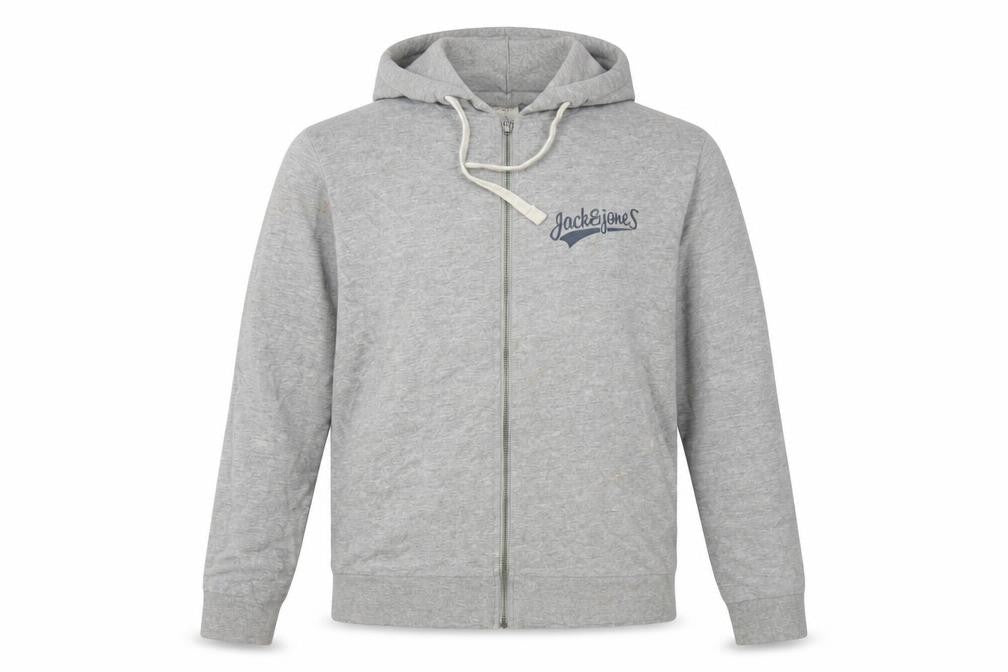 Mens UK S Regular JACK & JONES Grey Full Zip Hoodie