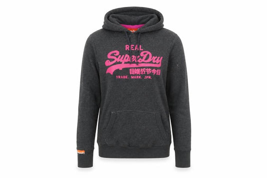 Womens UK S Regular Superdry Grey Pullover Hoodie