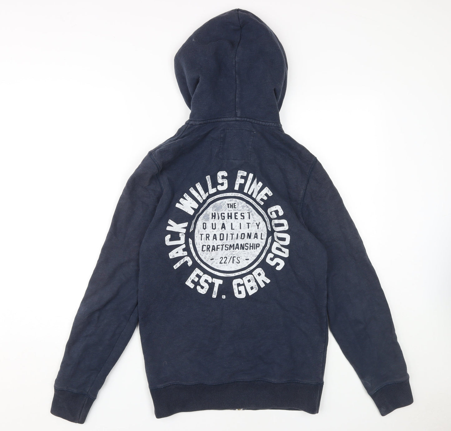 Jack Wills Men's Blue Full Zip Logo Hoodie XS