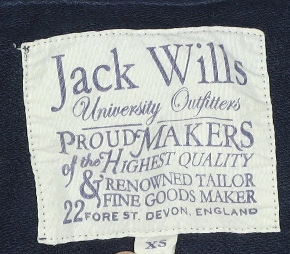Jack Wills Men's Blue Full Zip Logo Hoodie XS