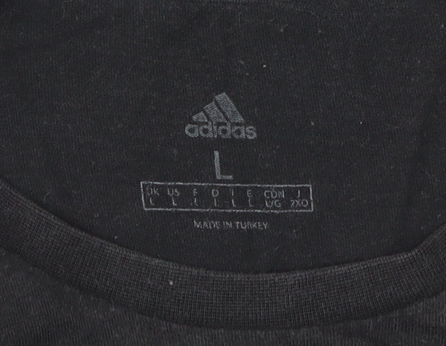 Adidas Men's Black Graphic Print T-Shirt, Size L