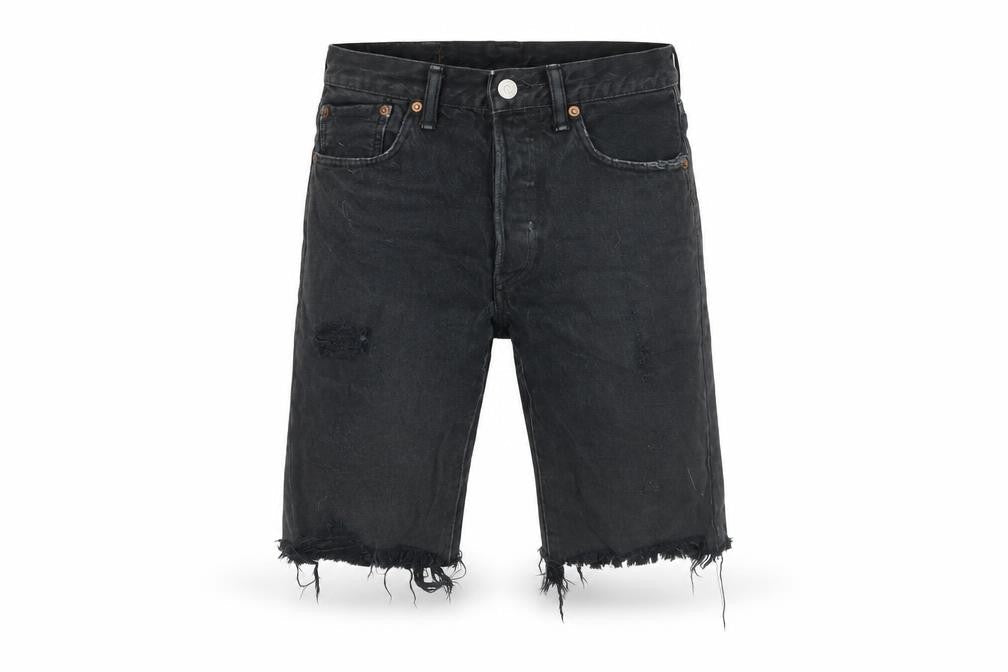 Levi's Men's Black Distressed Bermuda Denim Shorts Size 28