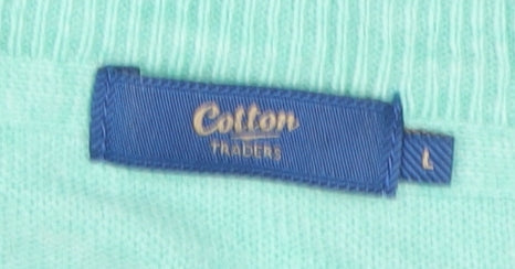 Cotton Traders Women's Green V-Neck Pullover Jumper L