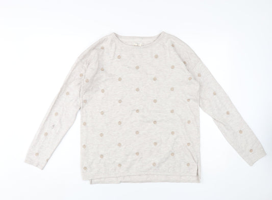 Fat Face Women's Beige Polka Dot Jumper - Size 12