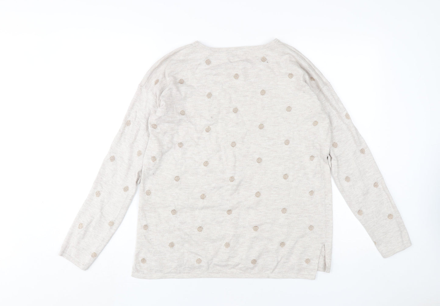 Fat Face Women's Beige Polka Dot Jumper - Size 12