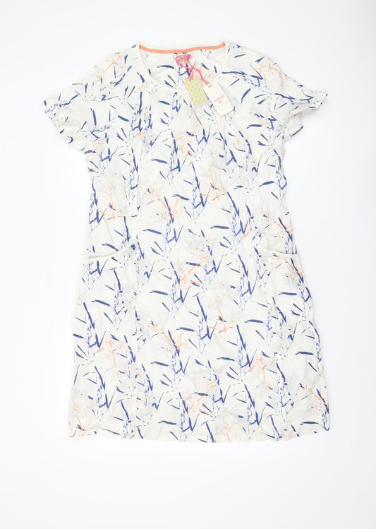 White Stuff Women's White Floral Shift Dress Size 8