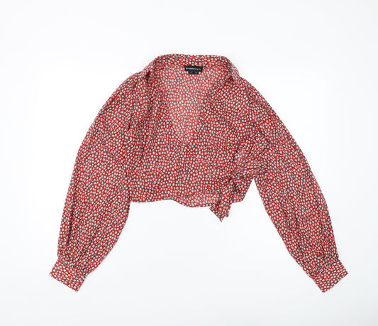 Wednesday's Girl Red Floral Cropped Blouse - Small