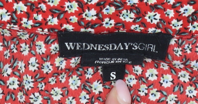 Wednesday's Girl Red Floral Cropped Blouse - Small