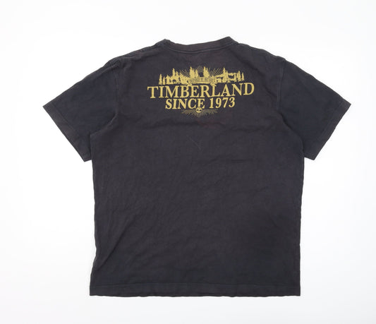 Timberland Men's Black Logo T-Shirt, L, Regular Fit