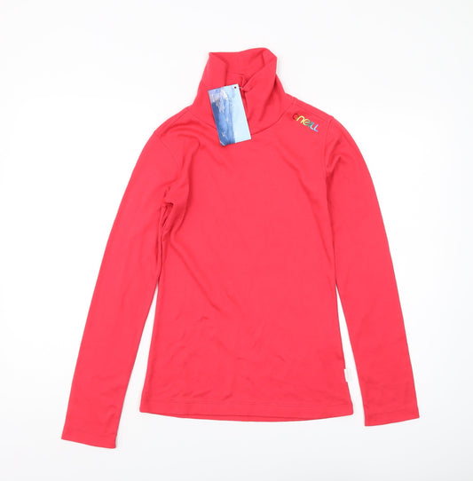 O'Neill Women's Red Mock Neck Long Sleeve T-Shirt S