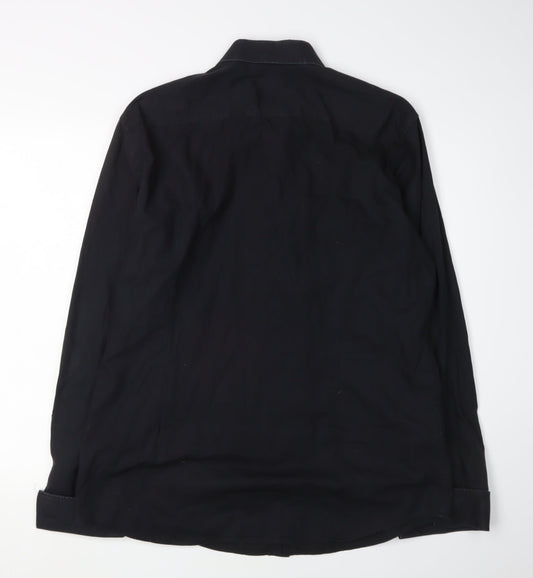 Hugo Boss Men's Black Slim Fit Dress Shirt Size 43