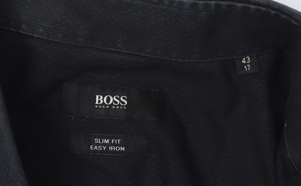 Hugo Boss Men's Black Slim Fit Dress Shirt Size 43