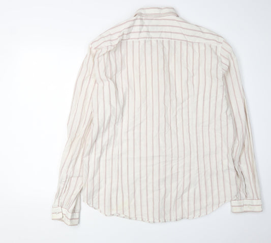 Hugo Boss Men's White 2XL Slim Fit Striped Shirt