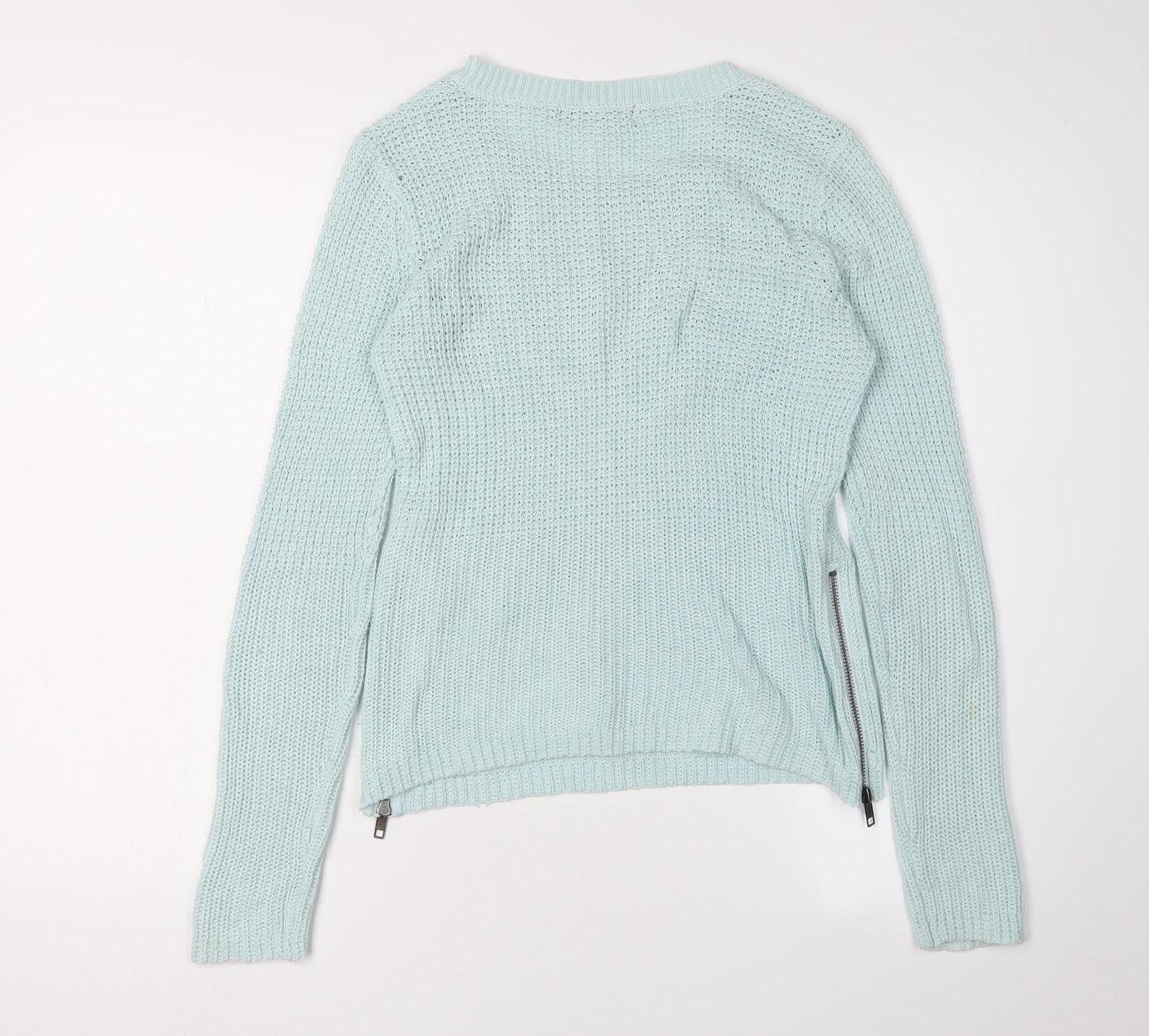 Vila Women's Blue XS Pullover Jumper with Zip Accents