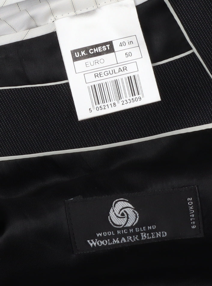 Jeff Banks Men's Black Wool Suit Jacket, 40 Regular