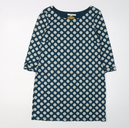 White Stuff Women's Blue Polka Dot Shift Dress, Size 8