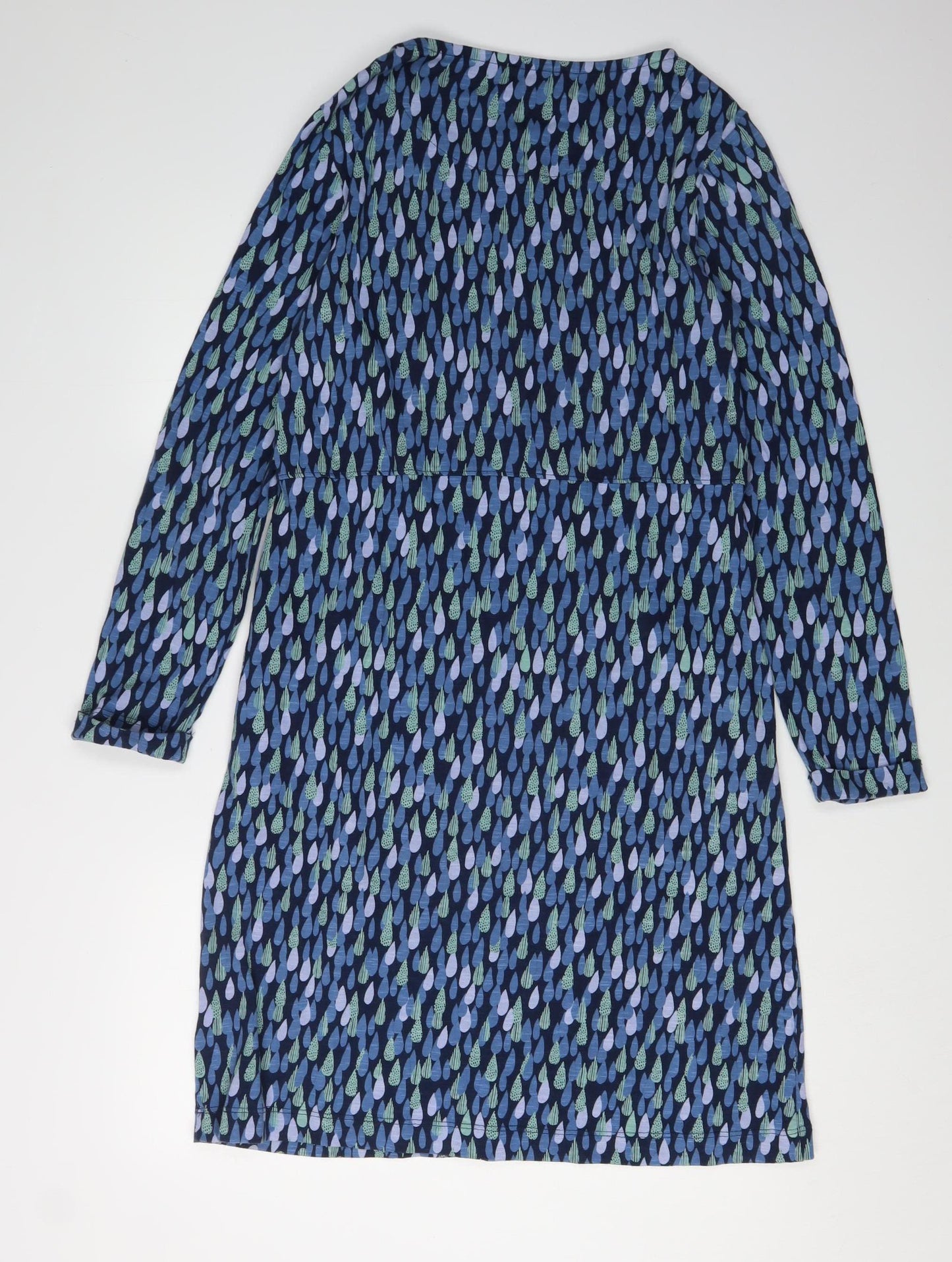 White Stuff Women's Blue Geometric Shirt Dress UK 12
