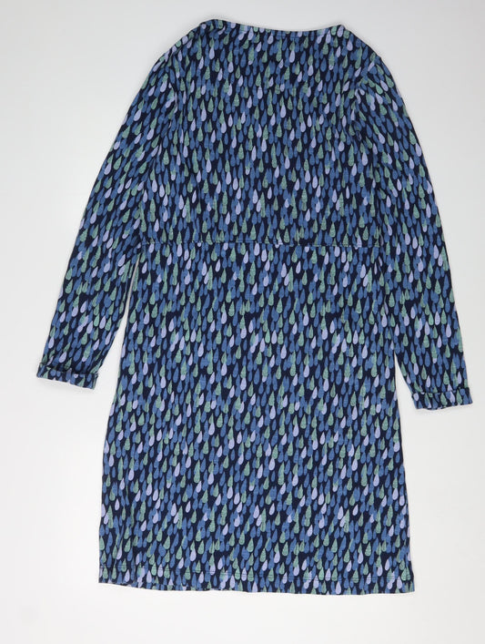 White Stuff Women's Blue Geometric Shirt Dress UK 12