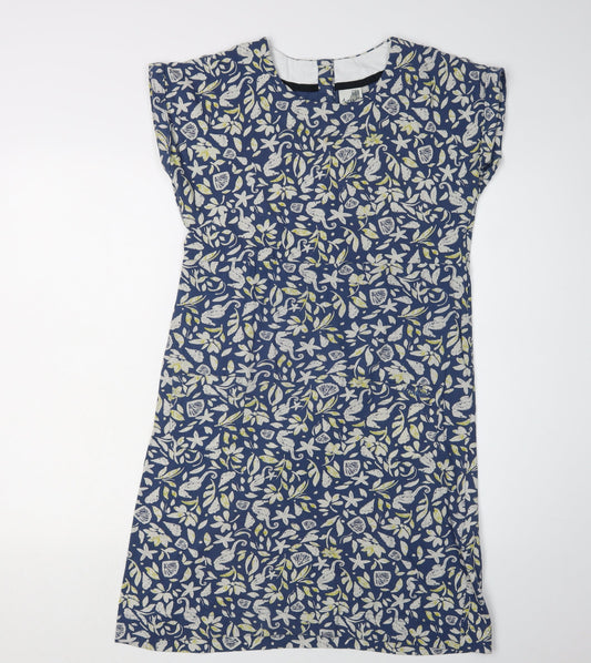 Weird Fish Women's Blue Floral Shift Dress Size 10