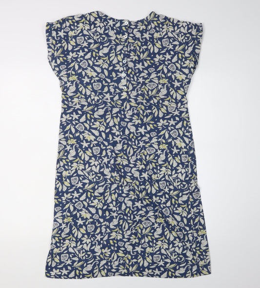 Weird Fish Women's Blue Floral Shift Dress Size 10