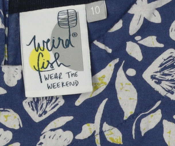 Weird Fish Women's Blue Floral Shift Dress Size 10