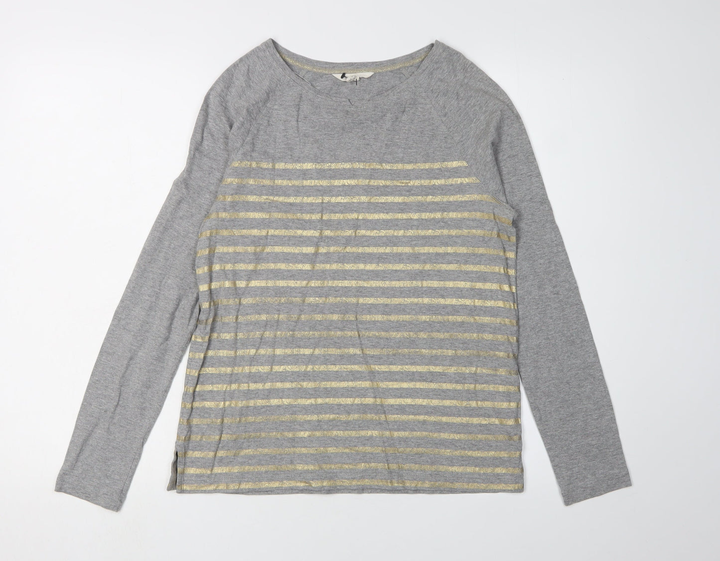 White Stuff Women's Grey Striped T-Shirt Size 8