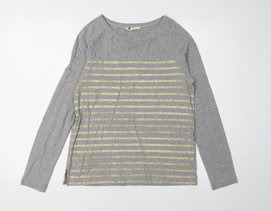 White Stuff Women's Grey Striped T-Shirt Size 8
