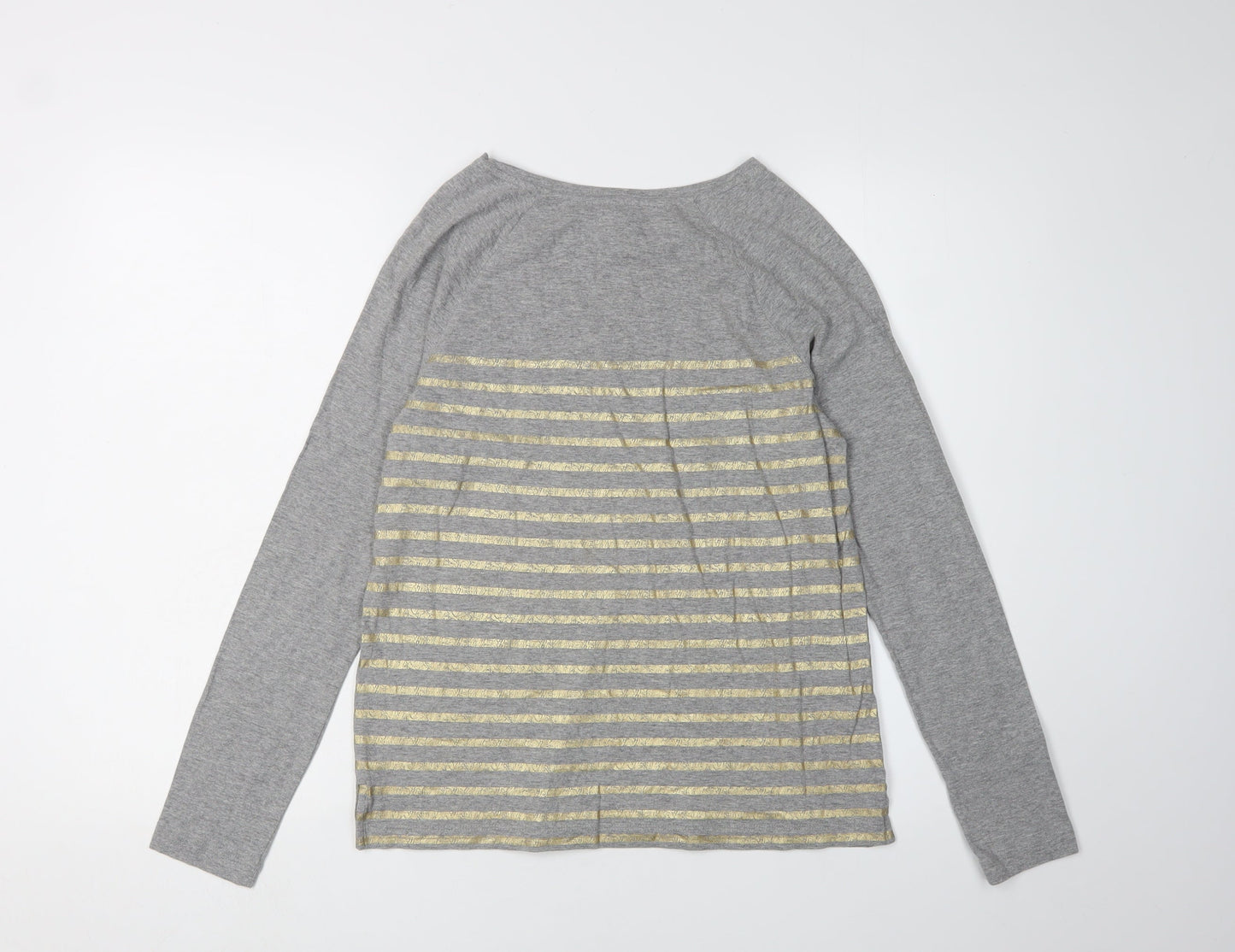 White Stuff Women's Grey Striped T-Shirt Size 8