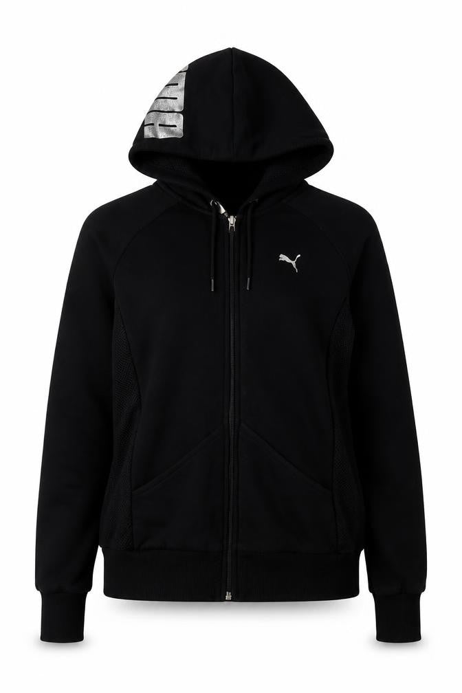 Womens UK 10 Regular PUMA Black Full Zip Hoodie