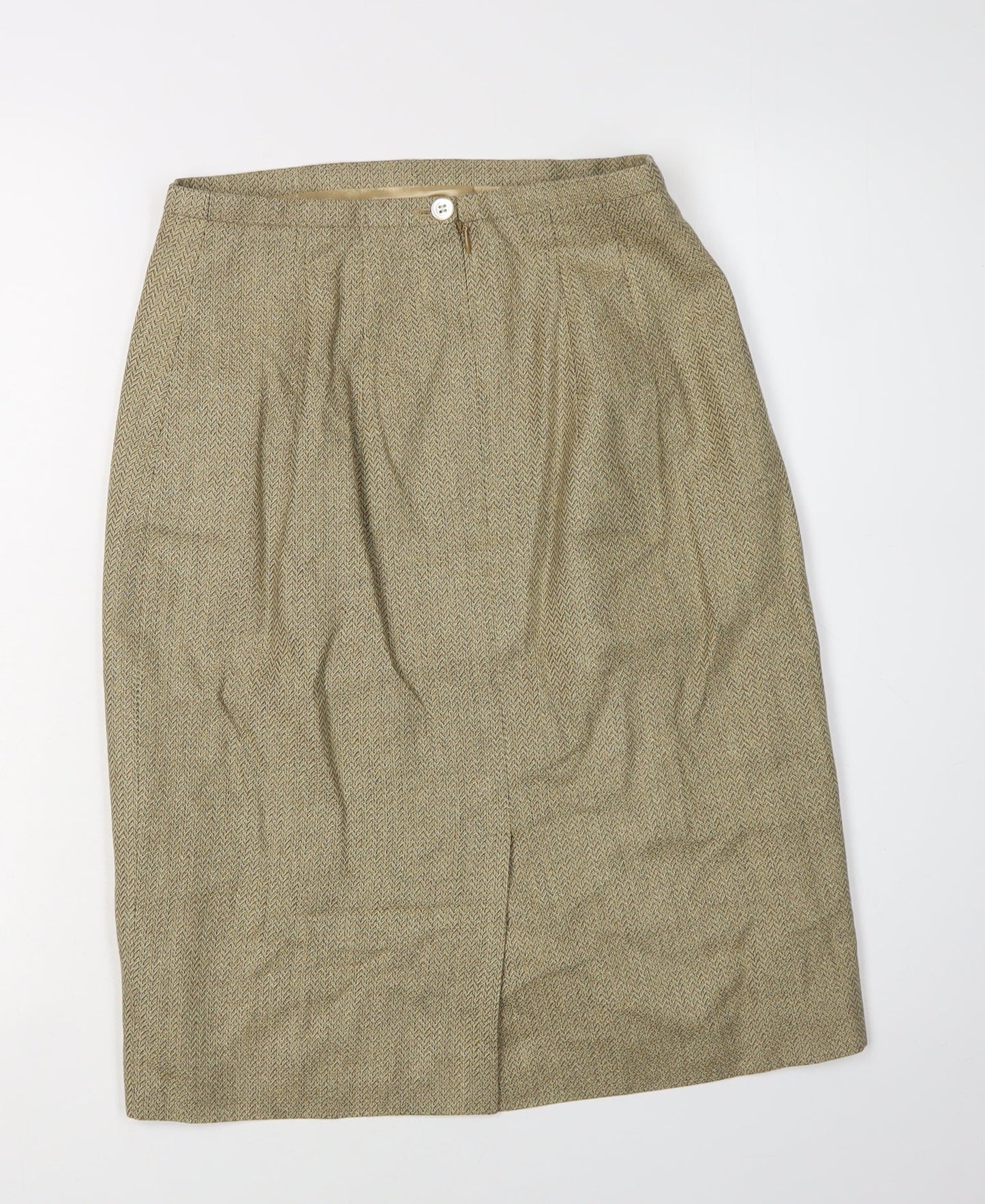 Chester Barrie Women's Beige Wool Silk Pencil Skirt UK 8