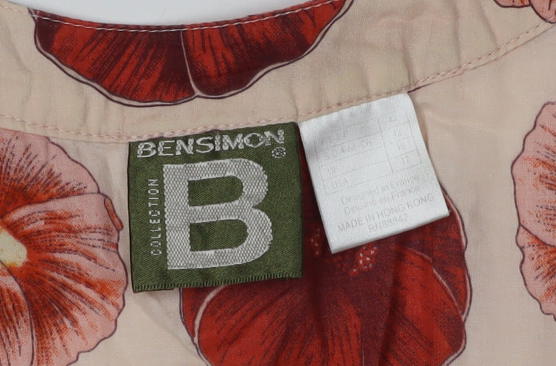 Bensimon Women's Beige Floral Tank Top Size 14