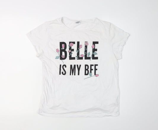 Disney Women's White T-Shirt UK 14 - Belle BFF Casual Style