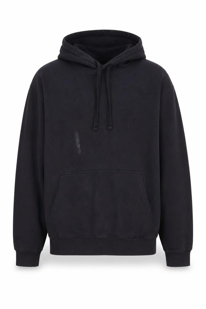 Front view of French Connection Men’s Black Hoodie, size L, Pullover