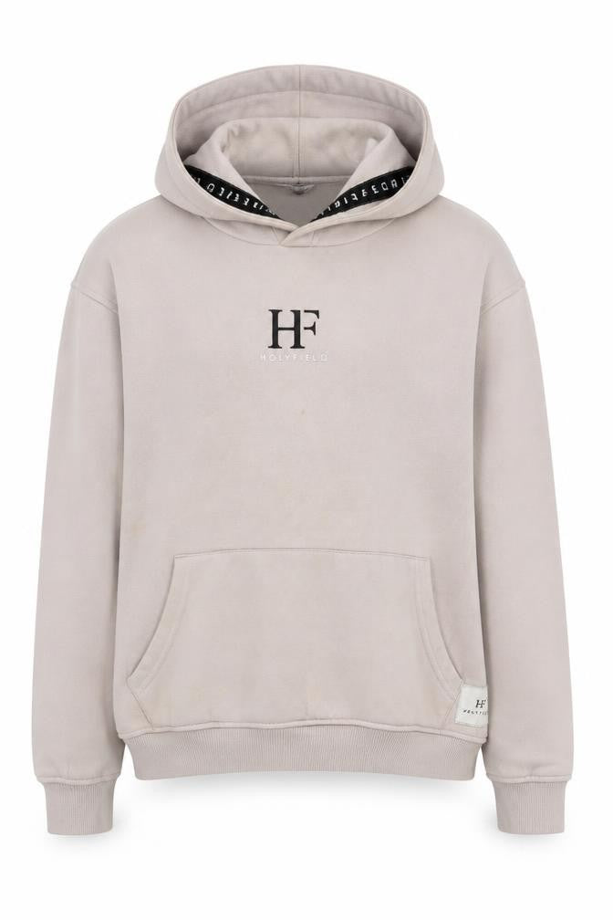 Front view of HOLYFIELD girls’ beige hoodie xs long sleeve casual pullover