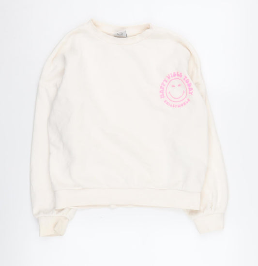 Marks and Spencer Girls Ivory Sweatshirt 10-11 Years Pullover