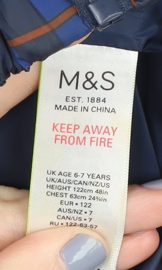 Marks and Spencer Boys Blue Puffer Jacket 6-7 Years