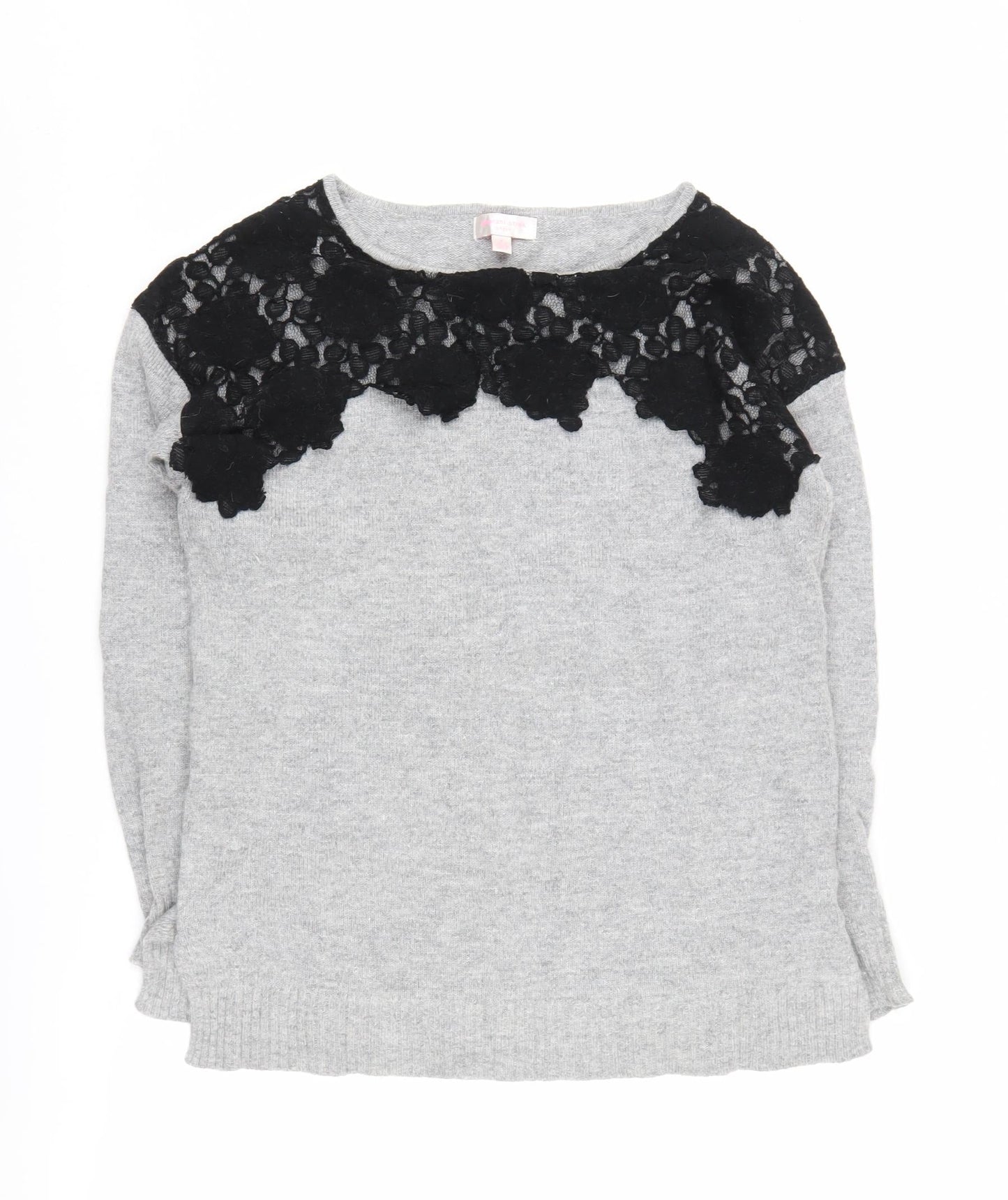 Gharani Strok Grey Lace Accent Pullover Jumper Size 10