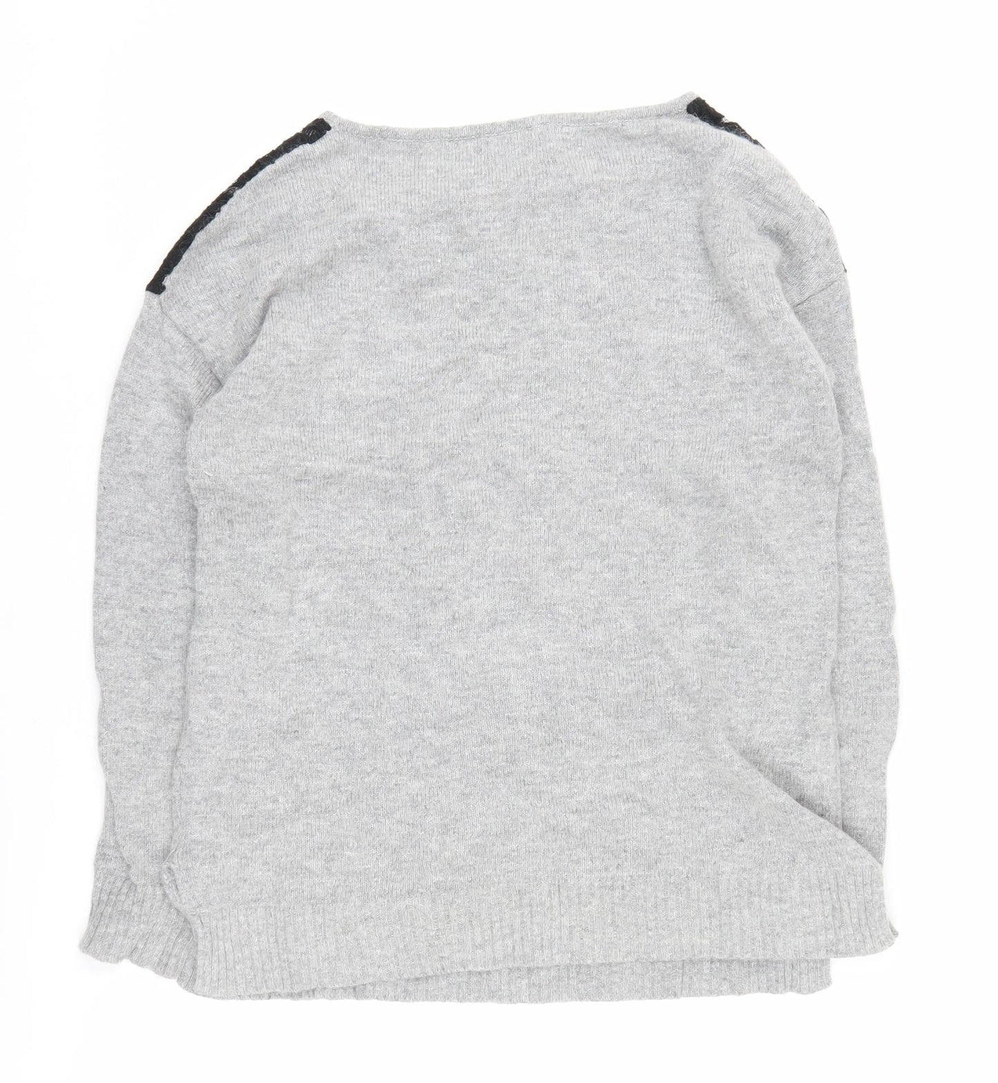Gharani Strok Grey Lace Accent Pullover Jumper Size 10